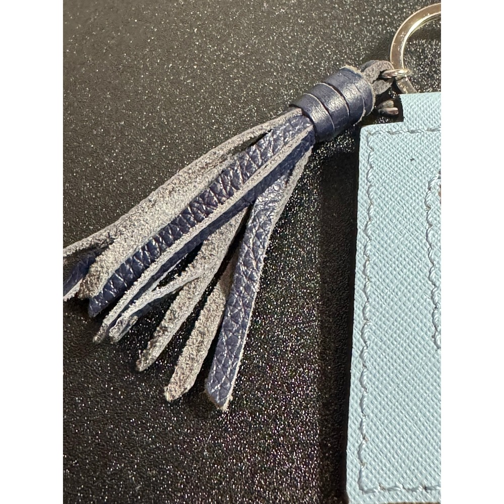 Rebecca Minkoff Letter A Light Blue Saffiano Tassel Charm Keychain‎ Bag Fob - Picture 2 of 12